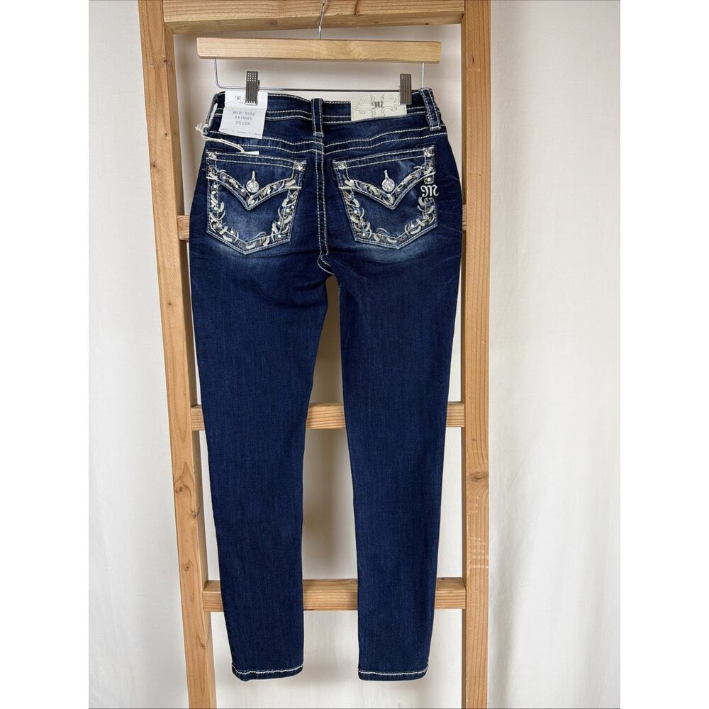 NWT Miss Me Dark Wash Denim Midrise Skinny Jeans 25 #0780 - Picture 3 of 6